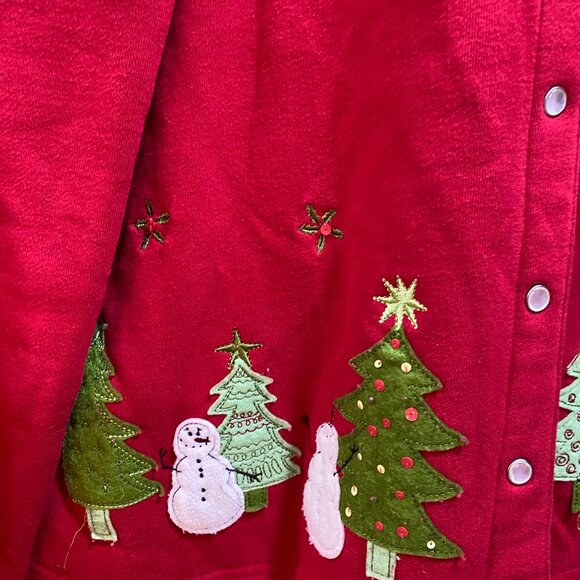 Classic Elements Red Christmas Tree Cardigan EUC - Picture 4 of 5